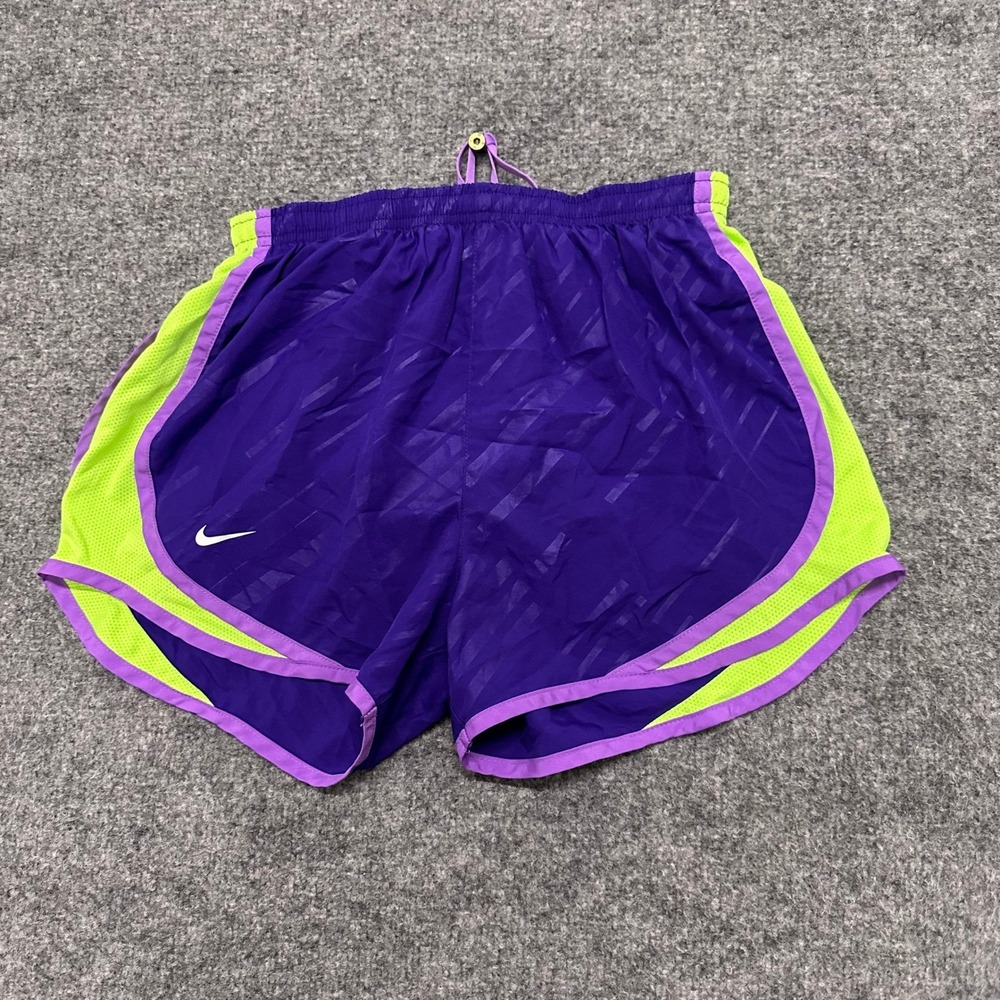 Nike Athletic Shorts Womens Size S Purple Dri-Fit Neon Green Mesh Running Gym